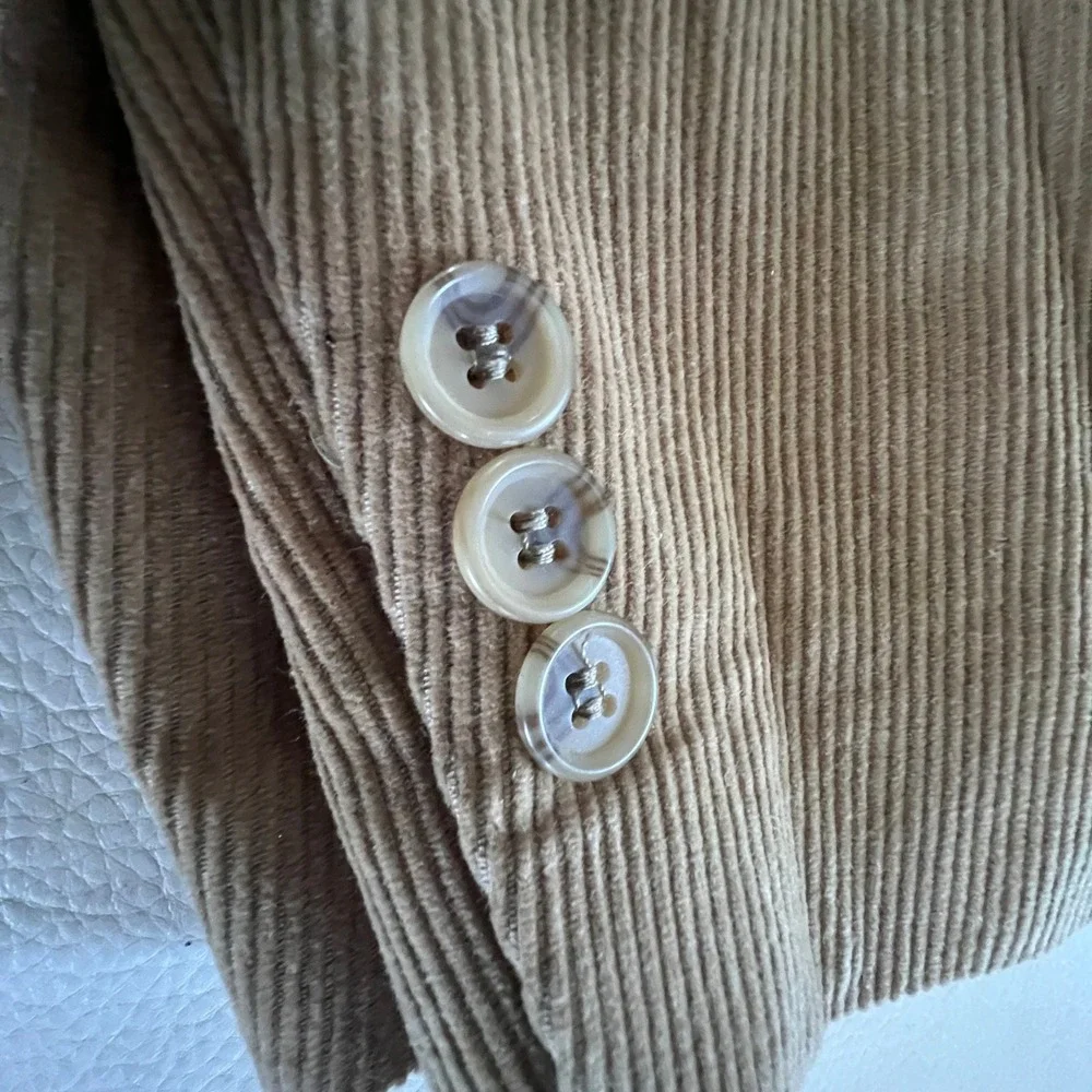 Alan Flusser Blazer Mens 46R Tan Corduroy Sport Coat Two Button Classic Academic